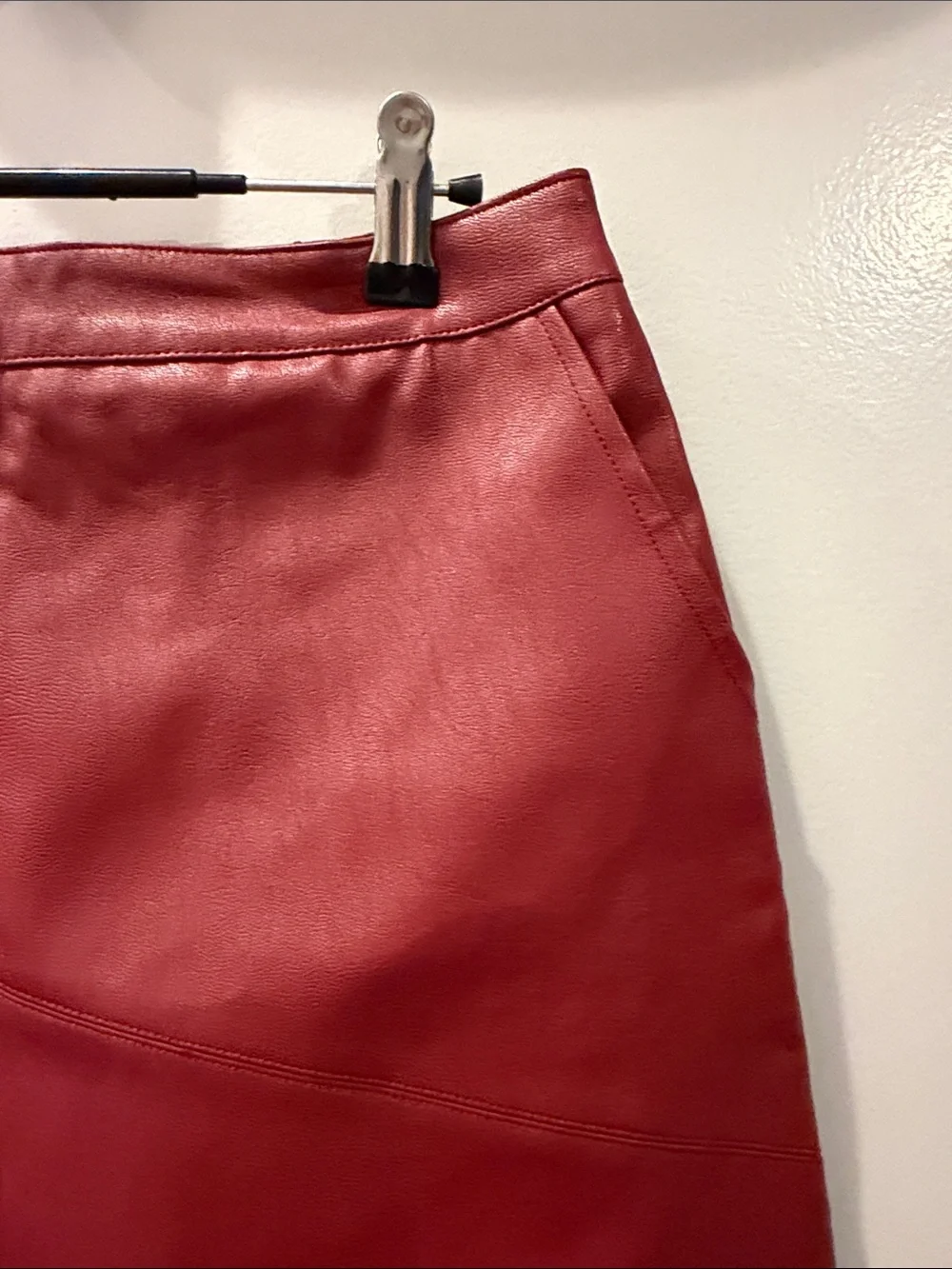 LULUS Women's Red Faux Leather Mini Skirt